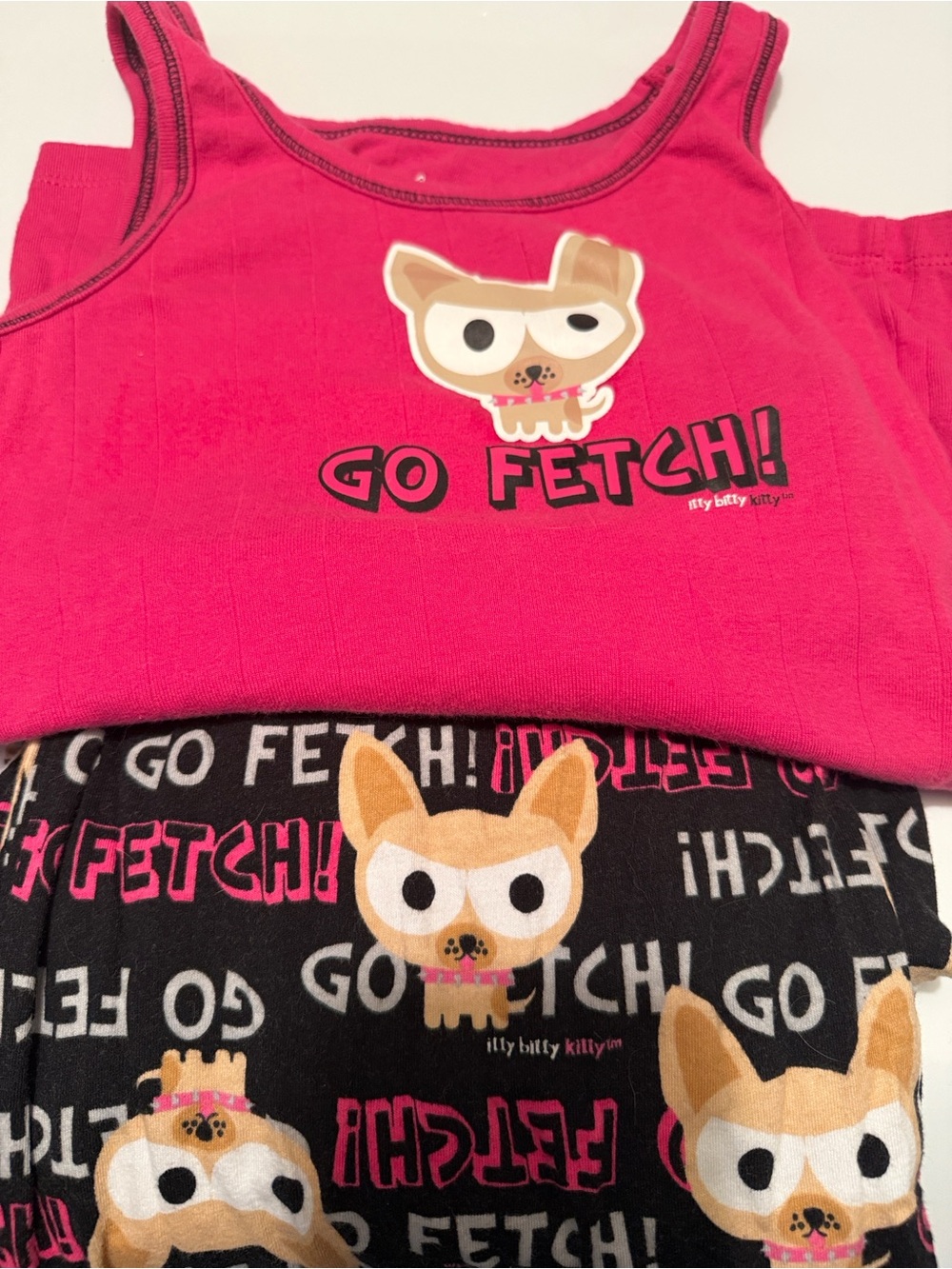 Women’s  (JR’s) Hot Pink Tank & Black Dog-Print Pajama Set